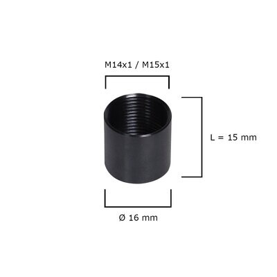 Protezione in acciaio della volata (M14x1 / M15x1) / Ø16 mm per canne da caccia con volata filettata