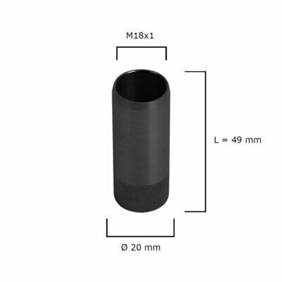 Gewindeschutzkappe lang (M18x1) / Ø 20 mm gerändelt für Edelstahl Mündungsbremse mit Mündungsgewinde