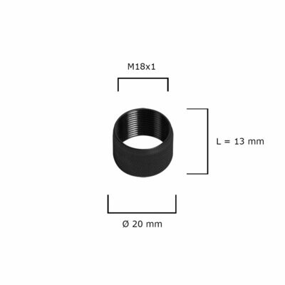 Tappo di protezione della filettatura corto (M18x1) / Ø20 mm zigrinato per freno di bocca in acciaio inox con filettatura sul freno di bocca (tromboncino)