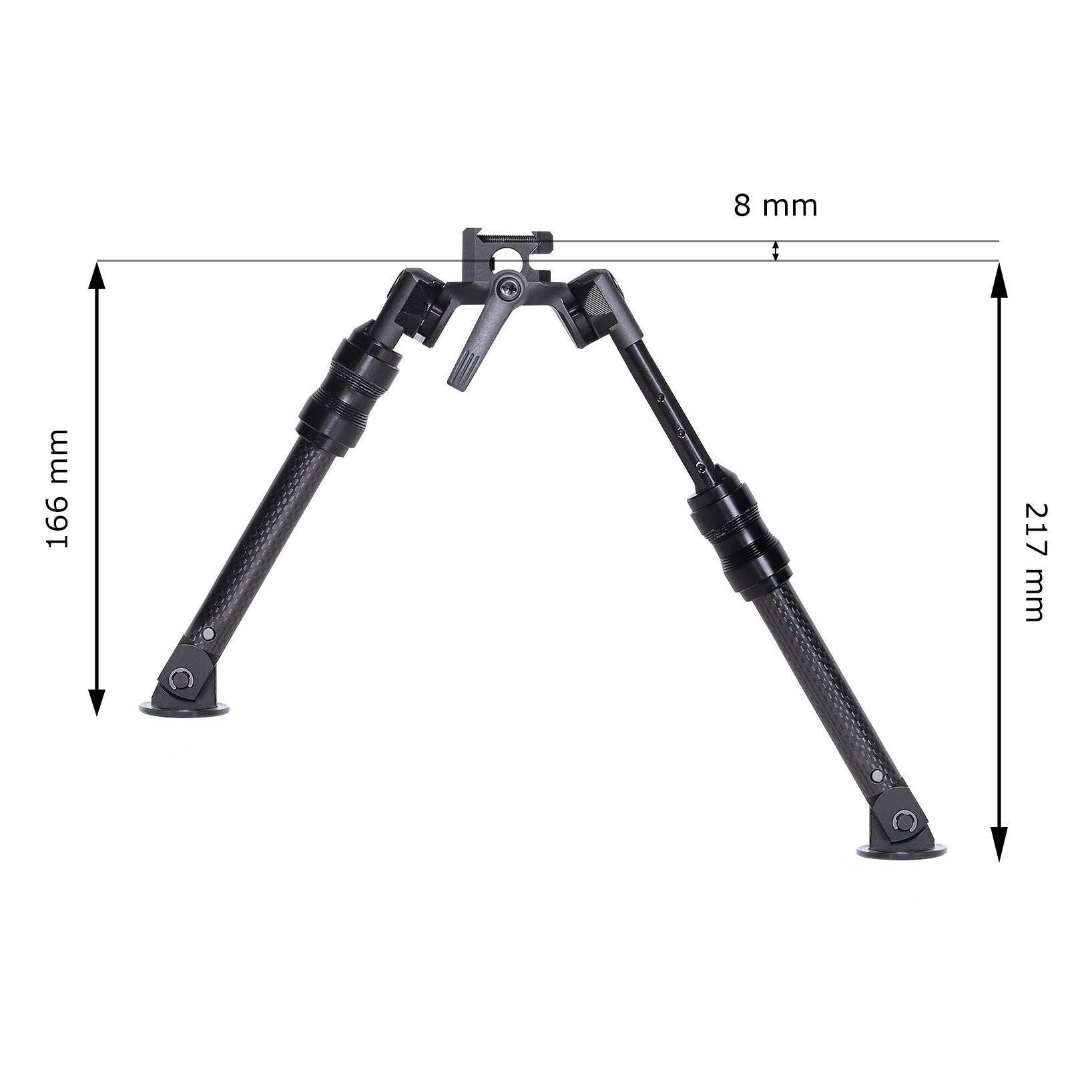 VOERE X-Zweibein mit Universalaufnahme und 12-fach Längenverstellung
