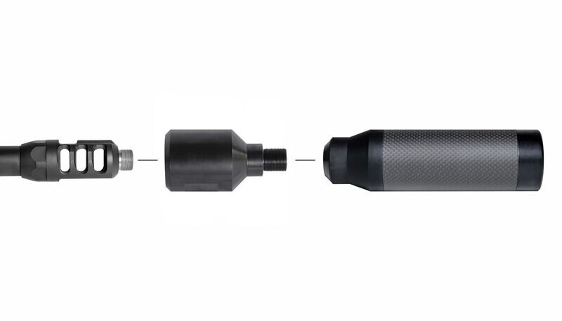 Adaptador - Silenciador (rosca) para freno de boca Tactical Match de acero inoxidable con 3 cámaras