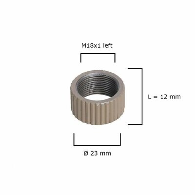 Gewindeschutz (M18x1 links) / Ø23 mm gerändelt, für Taktische Match Edelstahl Mündungsbremse mit 3 Kammern - Standard