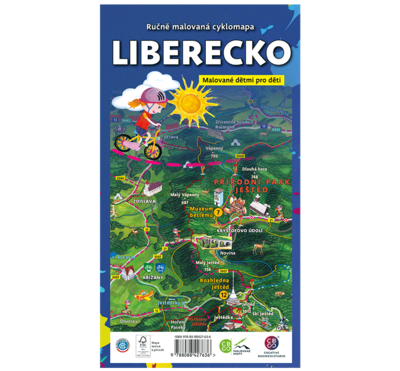 Ručně malovaná cyklomapa Liberecko dětem