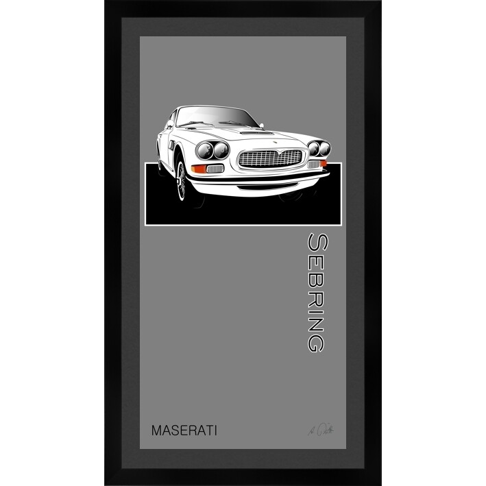 Maserati Sebring - Kunstdruck No. 71named gerahmt mit Passepartout