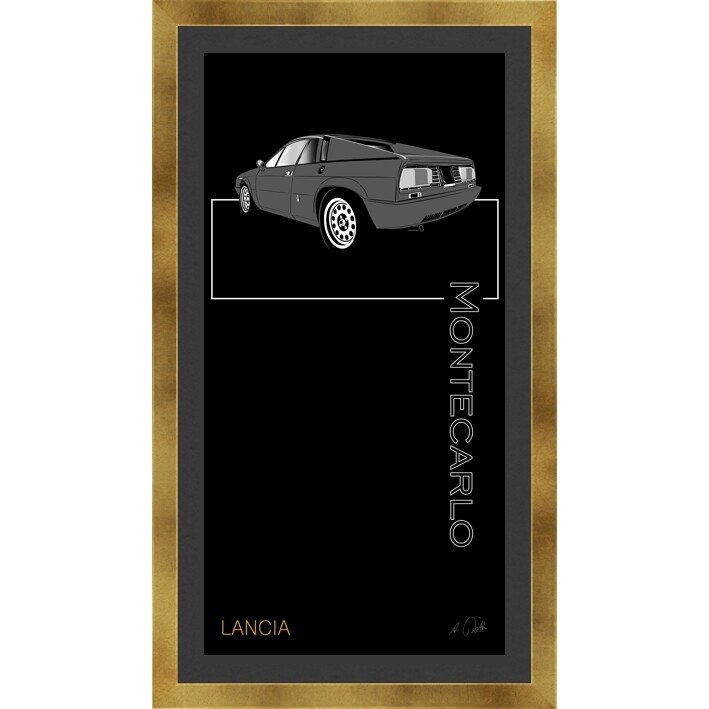 Lancia Montecarlo - Kunstdruck No. 73named sw gerahmt mit Passepartout