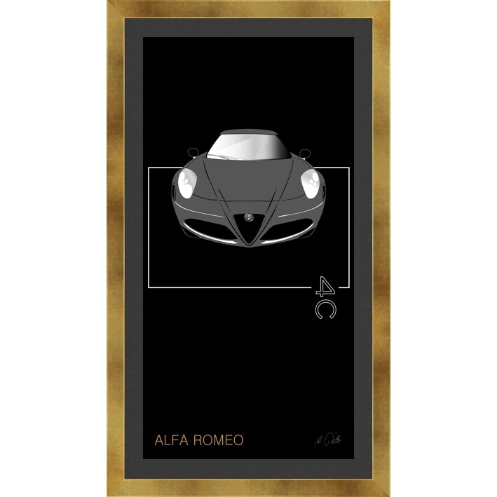 Alfa Romeo 4C - Kunstdruck No. 90named gerahmt mit Passepartout
