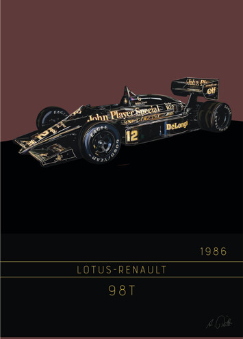 Lotus-Renault 98T/ 1986 - Acrlyglasbild oder METAL PRINT