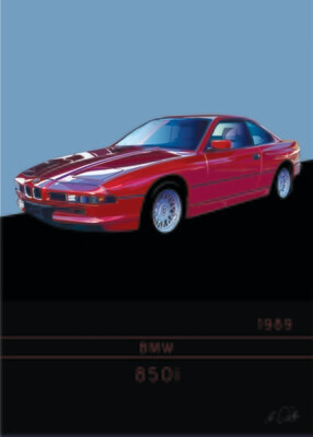 BMW 850i/ 1989 - Acrlyglasbild oder METAL PRINT