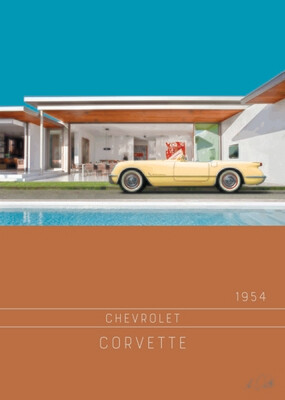 Chevrolet Corvette / 1954 - Acrlyglasbild oder METAL PRINT