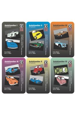 Quartett-Spielkarten mit Auto-Bildern von A. Ritter