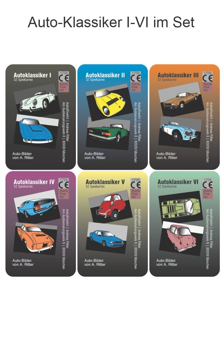 Auto-Klassiker I-VI im Set mit Auto-Bildern von A. Ritter