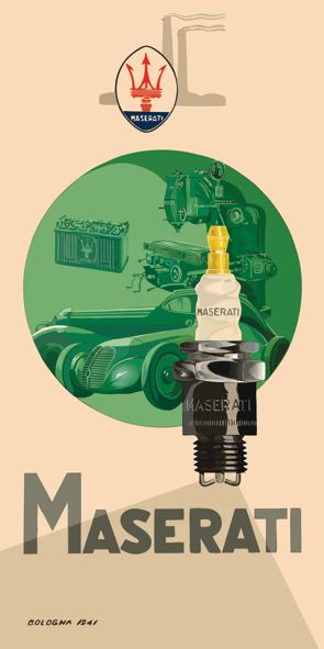 &quot;Maserati Plakat 1941&quot;, Acrylglasbild