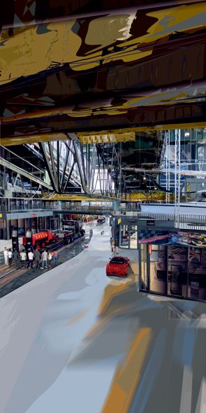 &quot;Motorworld&quot;, Acrylglasbild