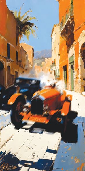 &quot;orange RACE 1l&quot;, Acrylglasbild