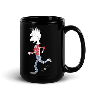 Paul von der Seite - Schwarze glänzende Tasse