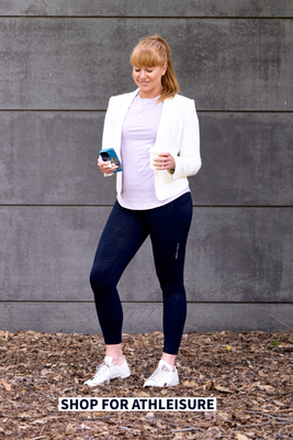Women dressed in fashionable Happy Healthy Fitness brand athlesuire wear