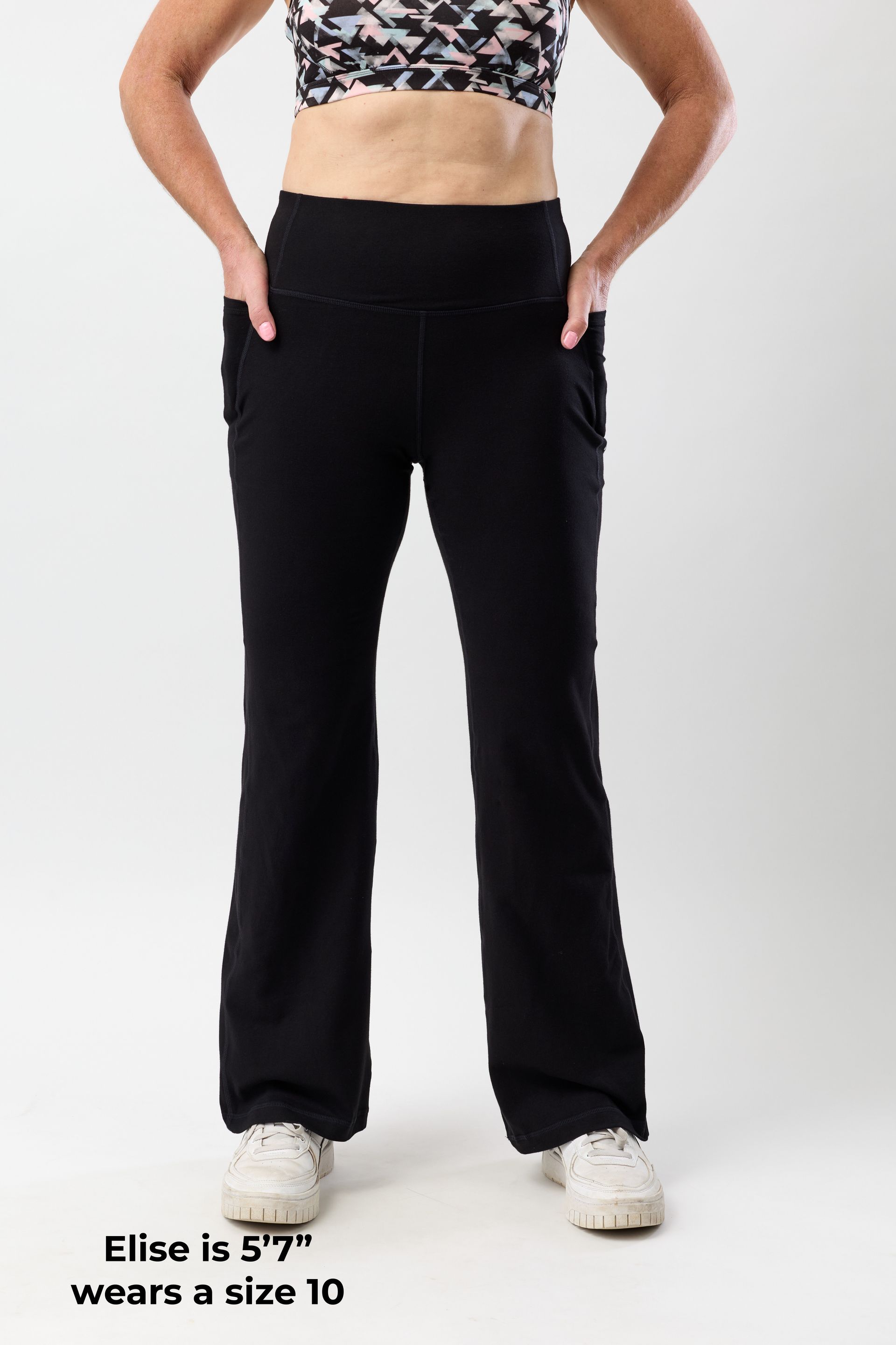 Women’s High-Waisted Flared Leggings – Natural Fibre with Large Pockets