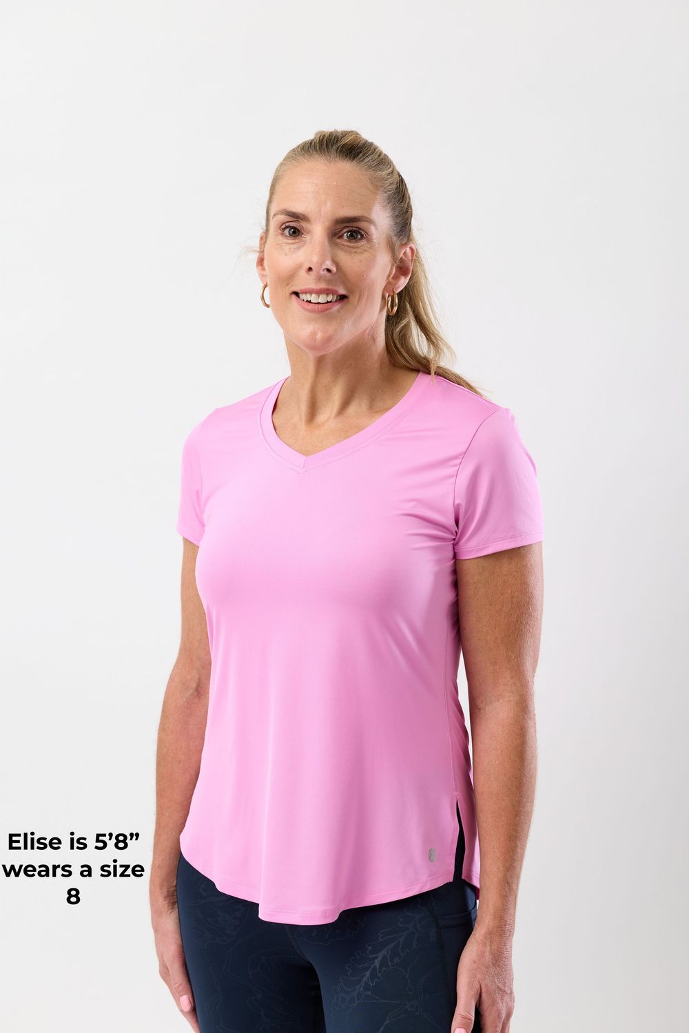 Women’s V-neck Bum Covering Stretchy Sweat Wicking Top - Pop Pink