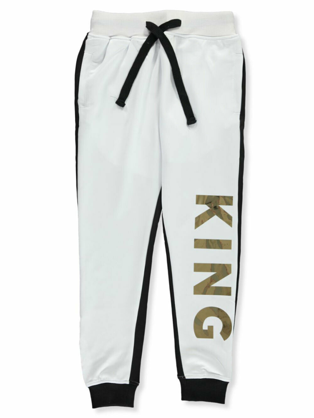 Boys’ KING Split Contrast Tricot Joggers White/Black