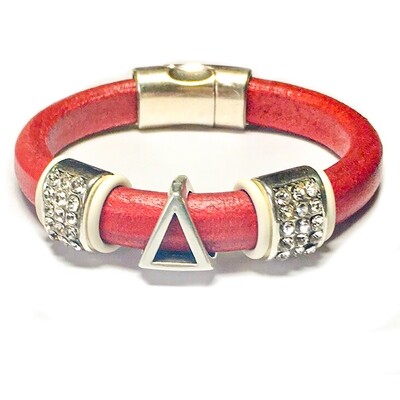 Bracelet | Red Leather Pyramid Symbol With Bling Classy Creations Originals
