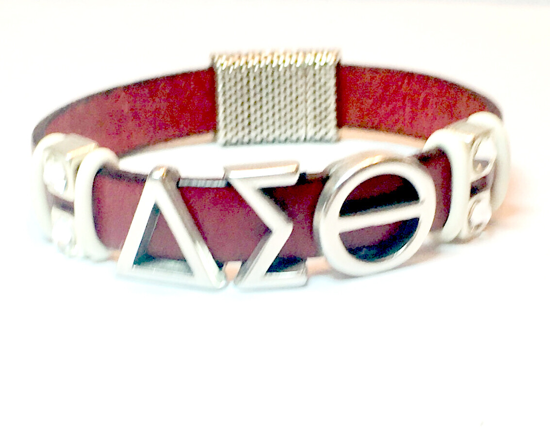 Bracelet | Red And Silver Bling Flat Leather Classy Creations Originals