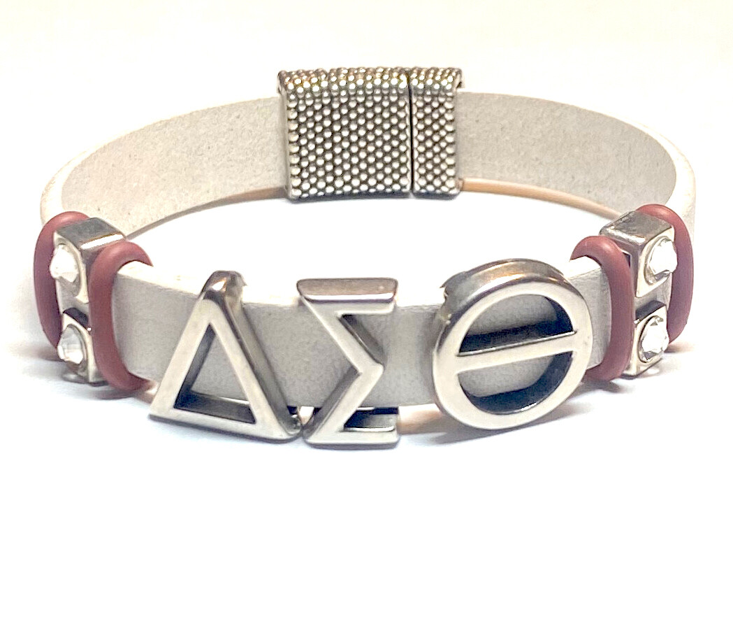 Bracelet | White And Silver Bling Flat Leather Classy Creations Originals