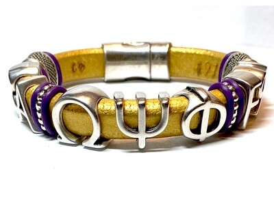omega psi phi leather bracelet