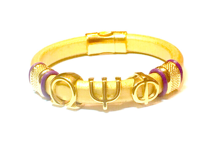 Bracelet/ Men’s Omega Gold Leather With Gold Letters