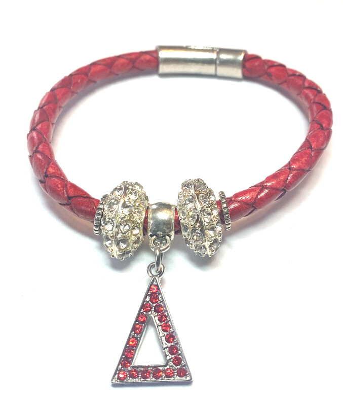 Bracelet | Red Leather Rope With Pyramid Bling Classy Creations Originals