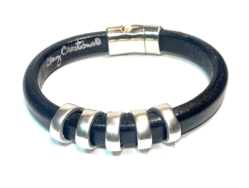 Bracelet | Men’s Black Leather Cut Out Style 