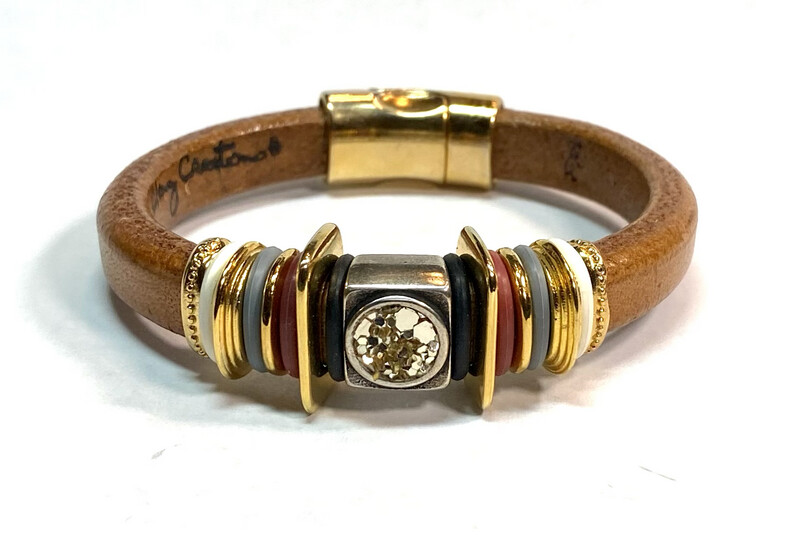 Bracelet | Women’s Tan leather Bling Design 