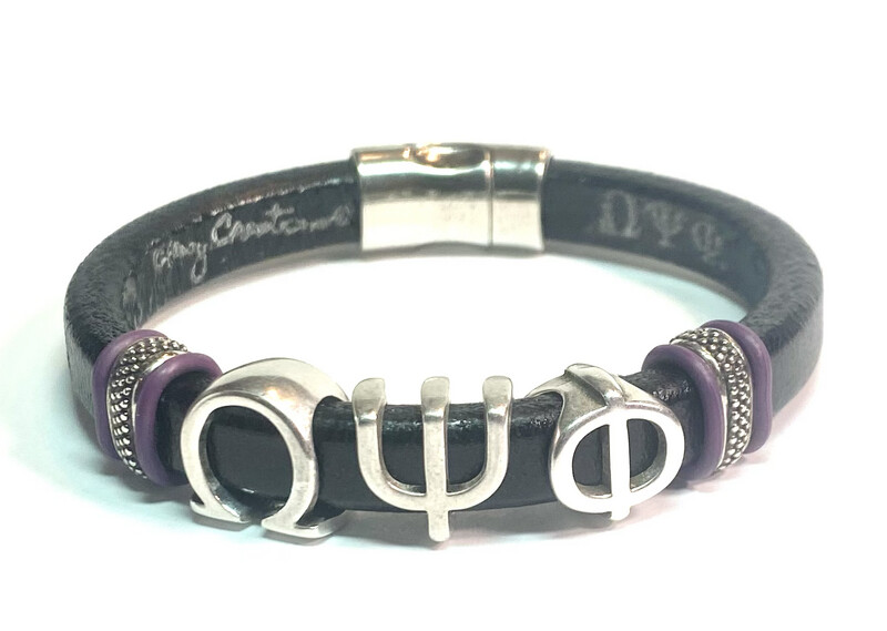 Bracelet/ Men’s Omega Black Leather With Silver Letters
