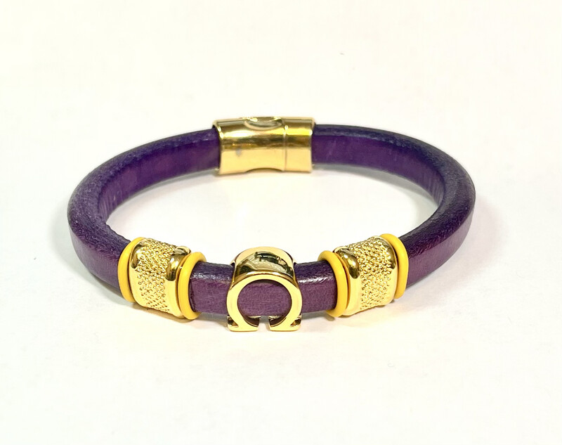 Bracelet/ Men’s Omega Purple Leather Single Style With Gold Letters