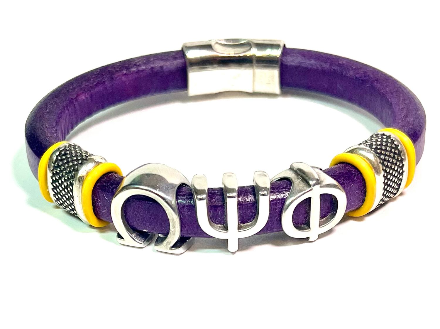 Bracelets/ Men’s Omega Purple Leather With Silver Letters