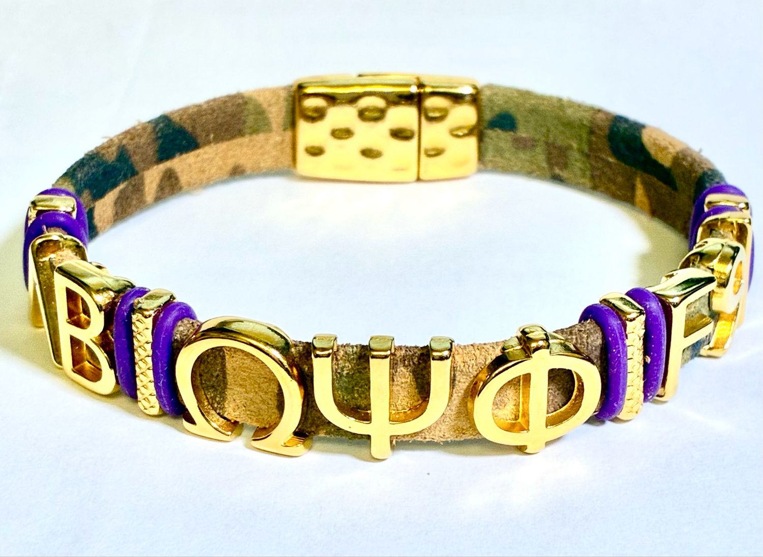 Bracelet/ Men’s Omega Camouflage Leather Custom Style With Gold Letters