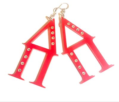 Red Bling Delta Pi Earrings