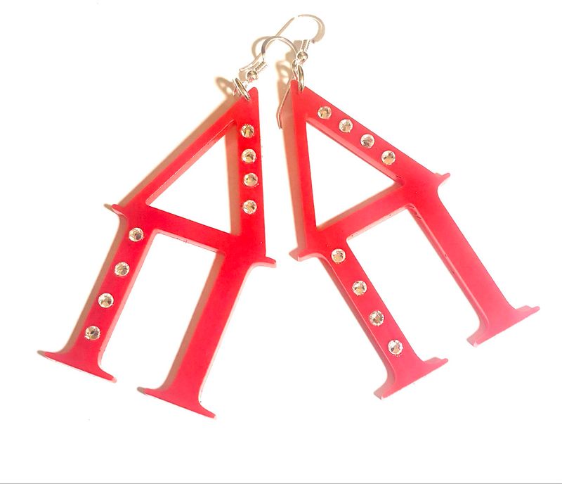 Red Bling Delta Pi Earrings