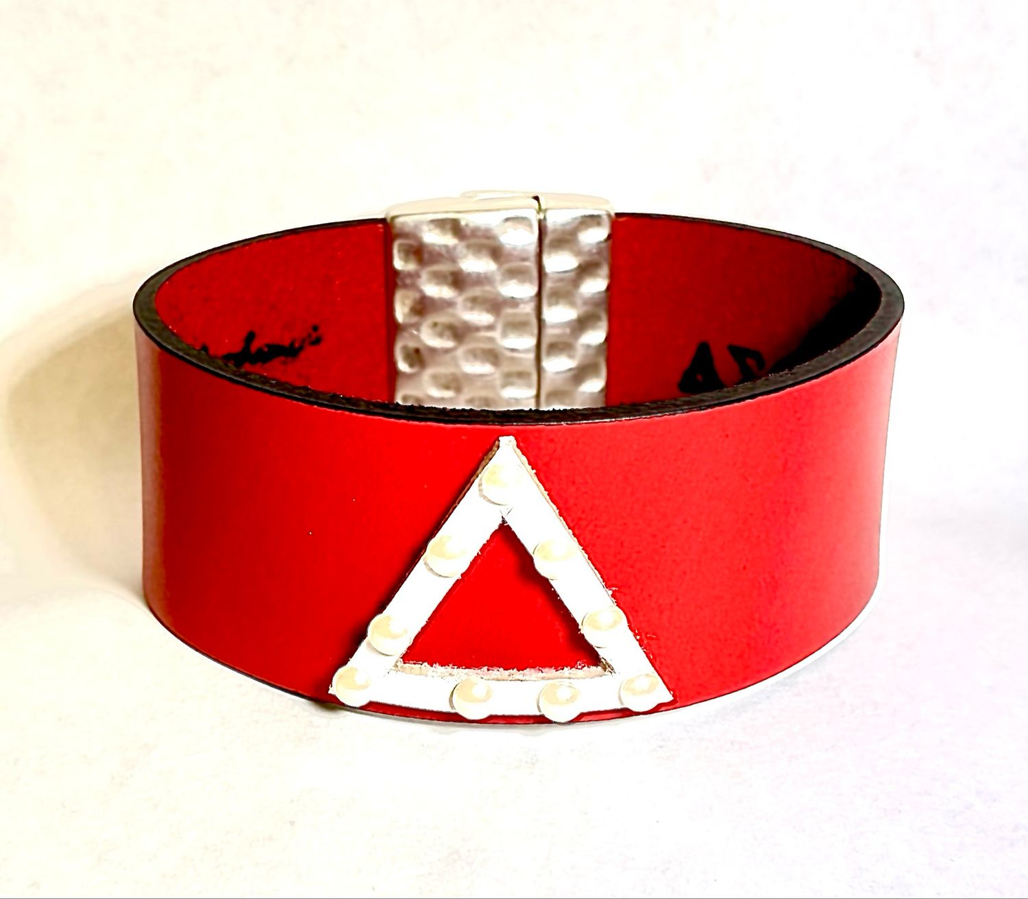 Bracelet | Red Leather On leather With Pearls Designs Delta Sigma Theta Classy Creations Originals