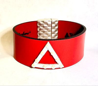Bracelet | Red Leather On leather With Pearls Designs Delta Sigma Theta Classy Creations Originals
