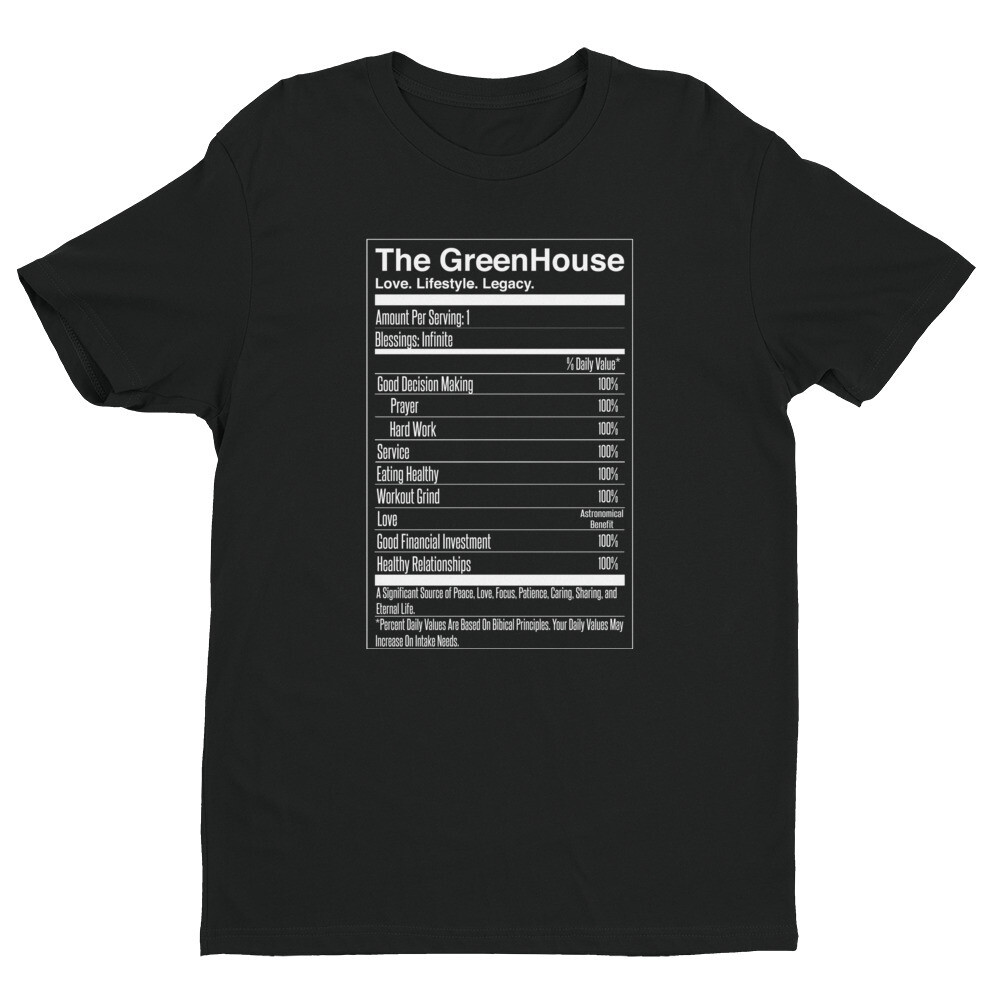 The GreenHouse Nutrition Facts T-Shirt (Black)