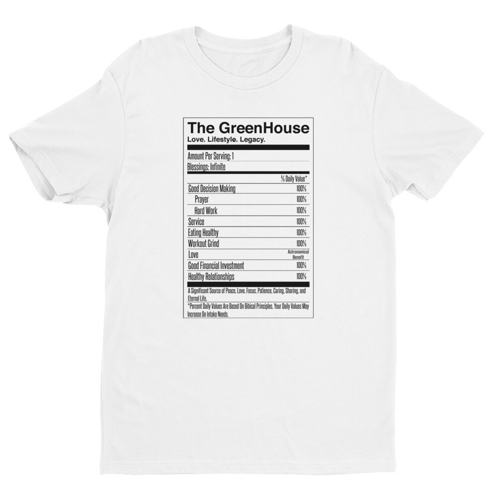 The GreenHouse Nutrition Facts T-Shirt (White)