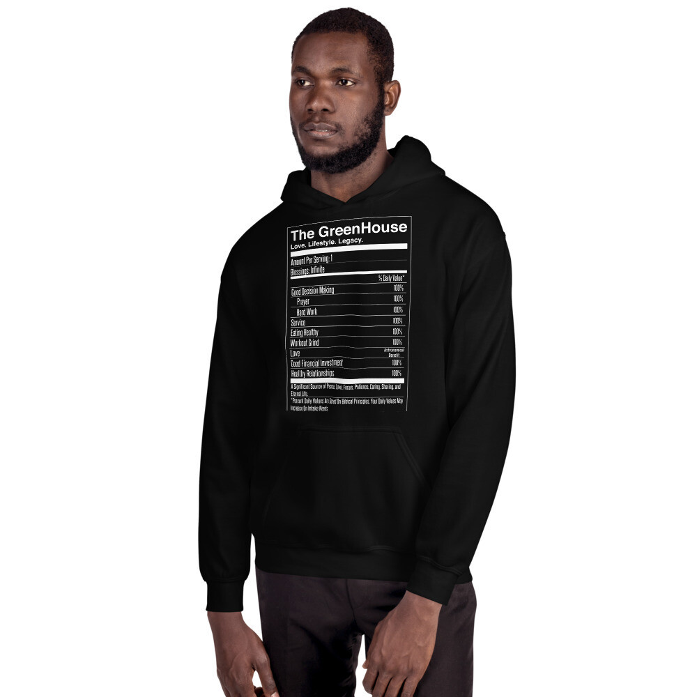 Greenhouse Nutrition Label Unisex Hoodie
