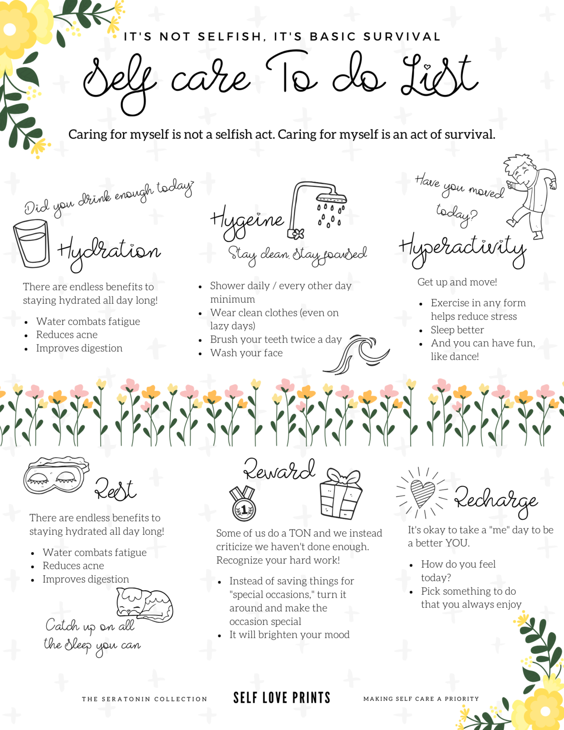 Self Care Survival Sheet - Digital Download Self Care Survival Sheet - Digital Download