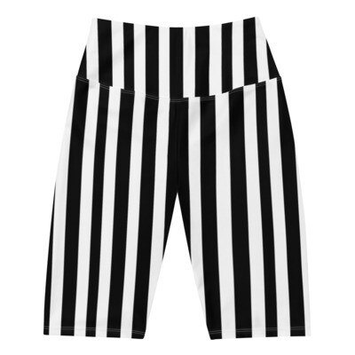 Black & White Striped Biker Shorts