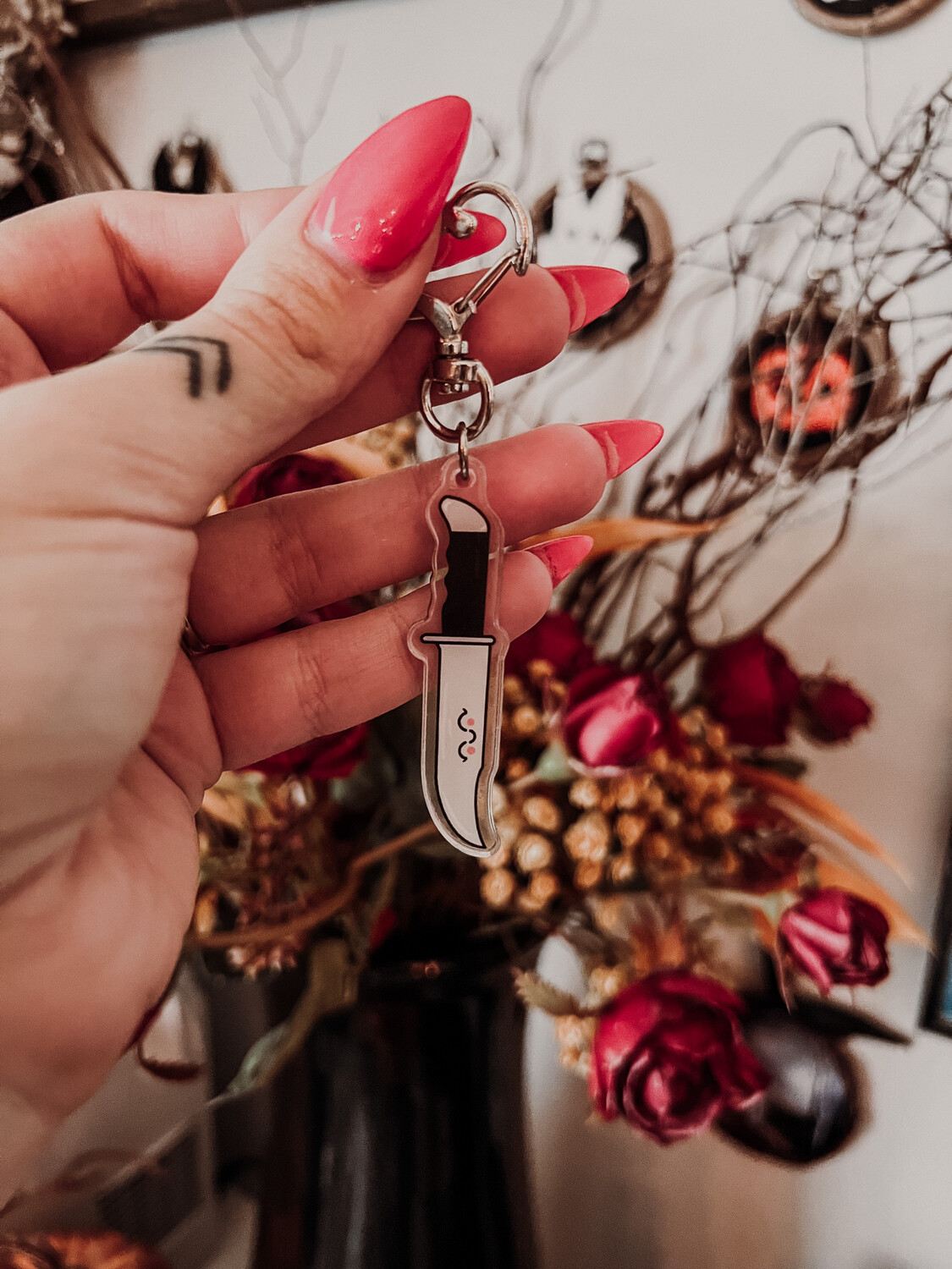Happy Slasher Knife Acrylic Keychain