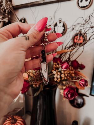 Happy Pumpkin Knife Acrylic Keychain