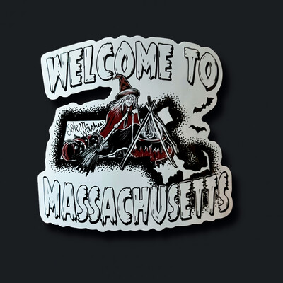 White Backing | Spooky States - Welcome to Massachusetts Sticker