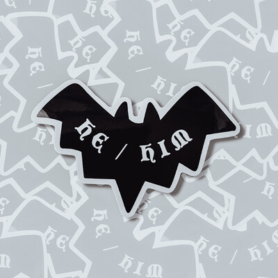 White Backing | He / Him Pronoun Bats Sticker