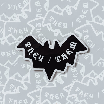 White Backing | They / Them Pronoun Bats Sticker