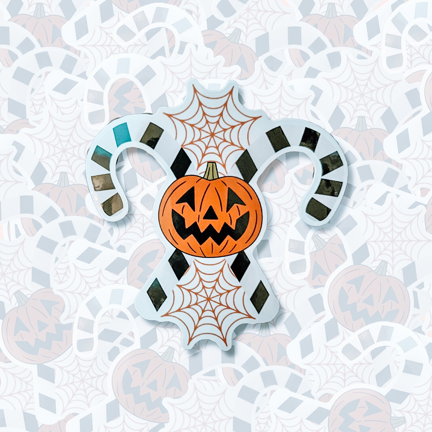 White Backing | Pumpkin & Candy Cane Crossbones Sticker